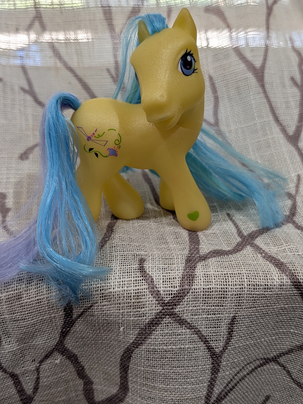 My Little Pony Yellow Figure with Blue Mane and Tail